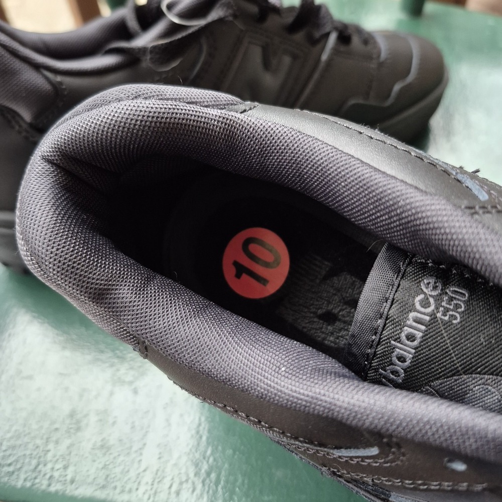 New Balance 550 Shoe Mens 10 Black Work Casual Streetwear Sneaker Minimalist 90s - Picture 7 of 11